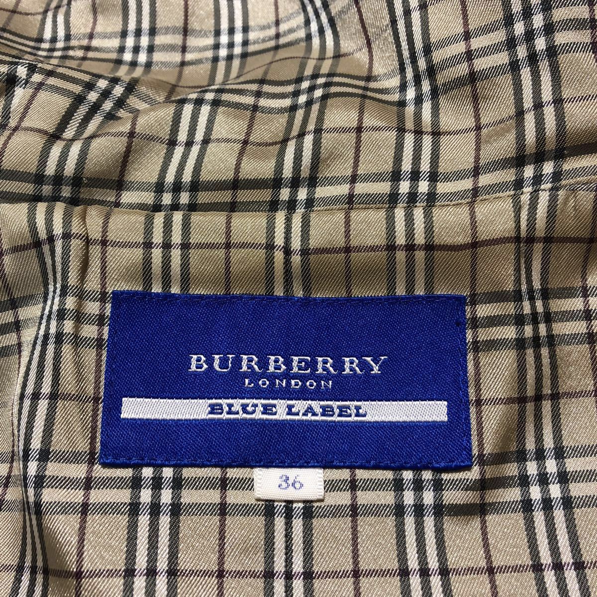 ☆美品/クリーニング済！ノバチェック/牛革使用☆バーバリー ブルー 