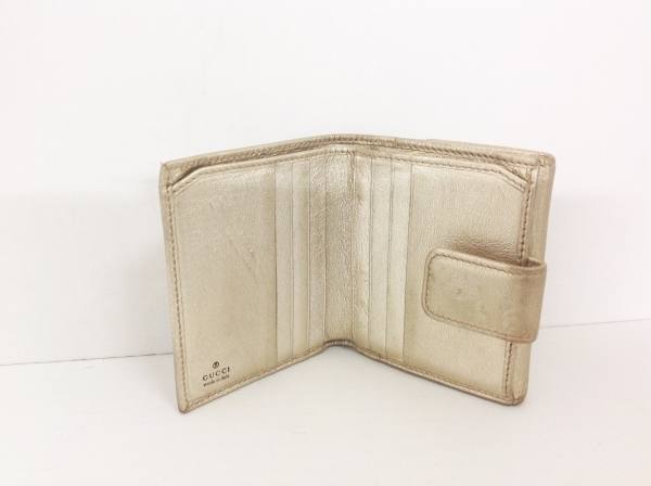 グッチ Wホック レザー GUCCI 二つ折り ゴールド 長財布 財布