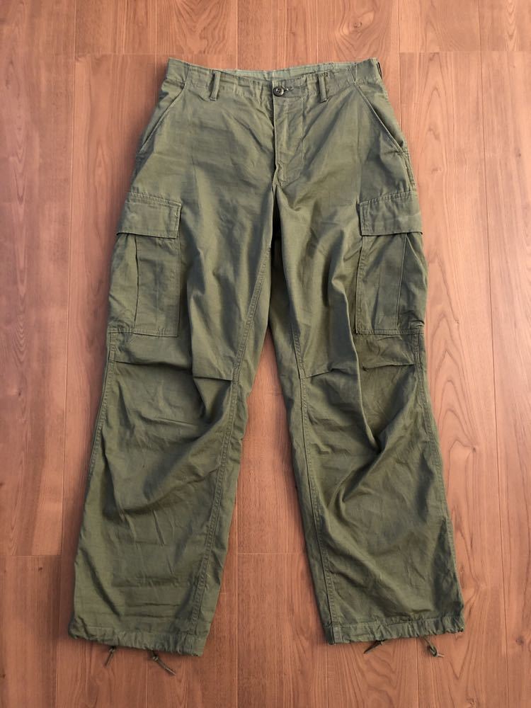 60s 米軍 ジャングルファティーグ ミリタリー トラウザーズ S ☆ リップストップ ポプリン M-51 M-65 カーゴパンツ 70s 80s