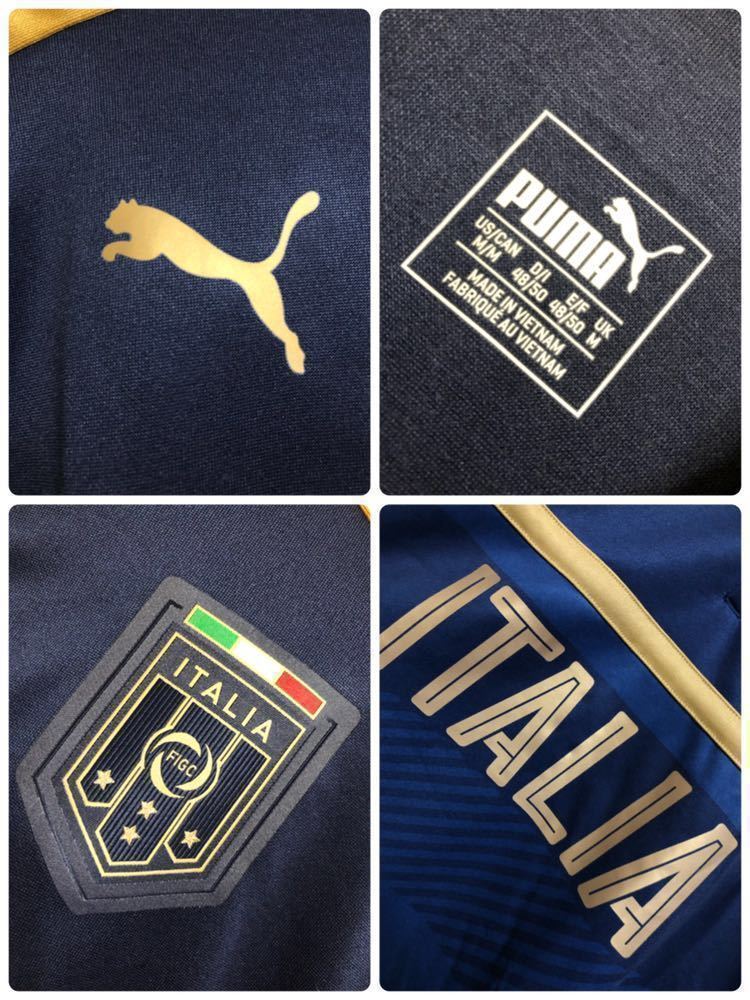 【美品】 PUMA ITALIA プーマ サッカー イタリア代表 ハーフジップ ジャージ プルオーバー トレーニング ジャケット UKサイズM 長袖 紺