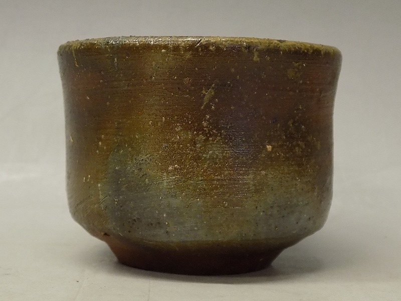 人間国宝 名工 伊勢崎淳作 備前焼 酒呑 ぐい呑み 灰被り 窯変 共箱 煎茶道具 本物保証