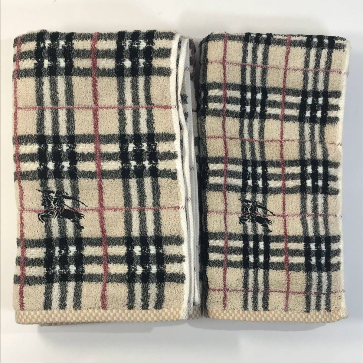 新品未使用 バーバリー Burberry バスタオル フェイスタオル 2枚セット ホース刺繍 ノバチェック 西川産業株式会社 日本製 綿100% 2