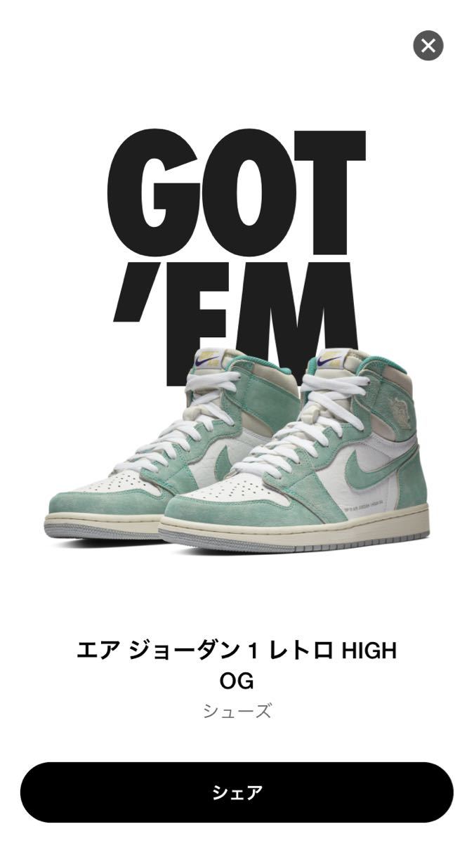 【新品】NIKE AIR JORDAN 1 RETRO HIGH OG TURBO GREEN 国内正規品 ナイキ エアジョーダン 1 us10.5 28.5cm SNKRS購入