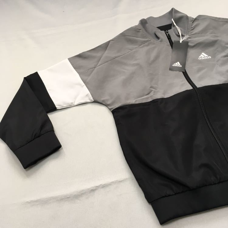 新品 アディダス adidas 子供 ジュニア キッズ ウィンドブレーカー 上下 140 裏メッシュ 黒灰白 運動・体育・学校に