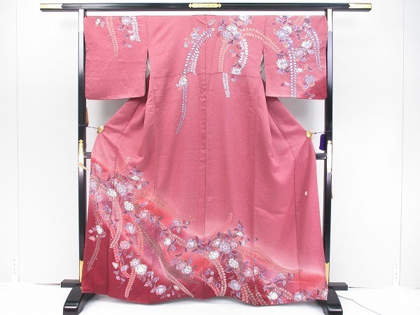 落款 辻が花 作家物 訪問着 | 正絹 紫 Re kimono 絞り 0 聴色 ピンク