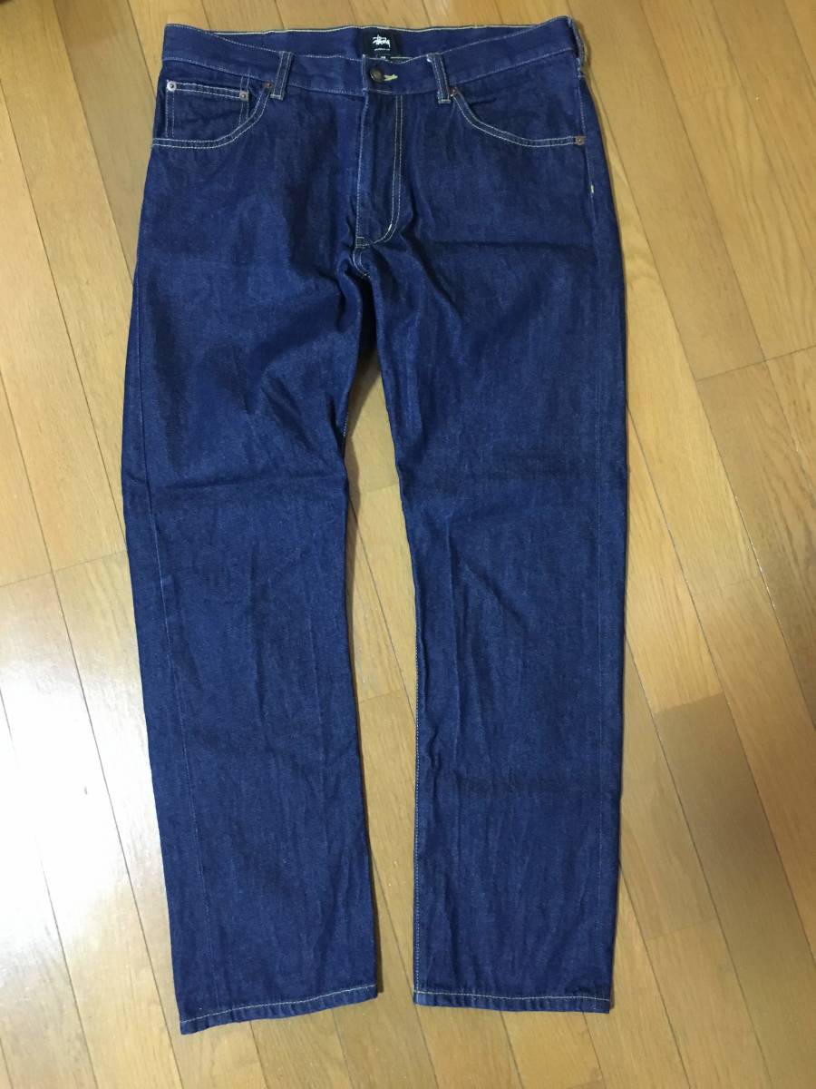 美品】Stussy ステューシー デニム 紺 ネイビー W34 AN94974 CA28629 