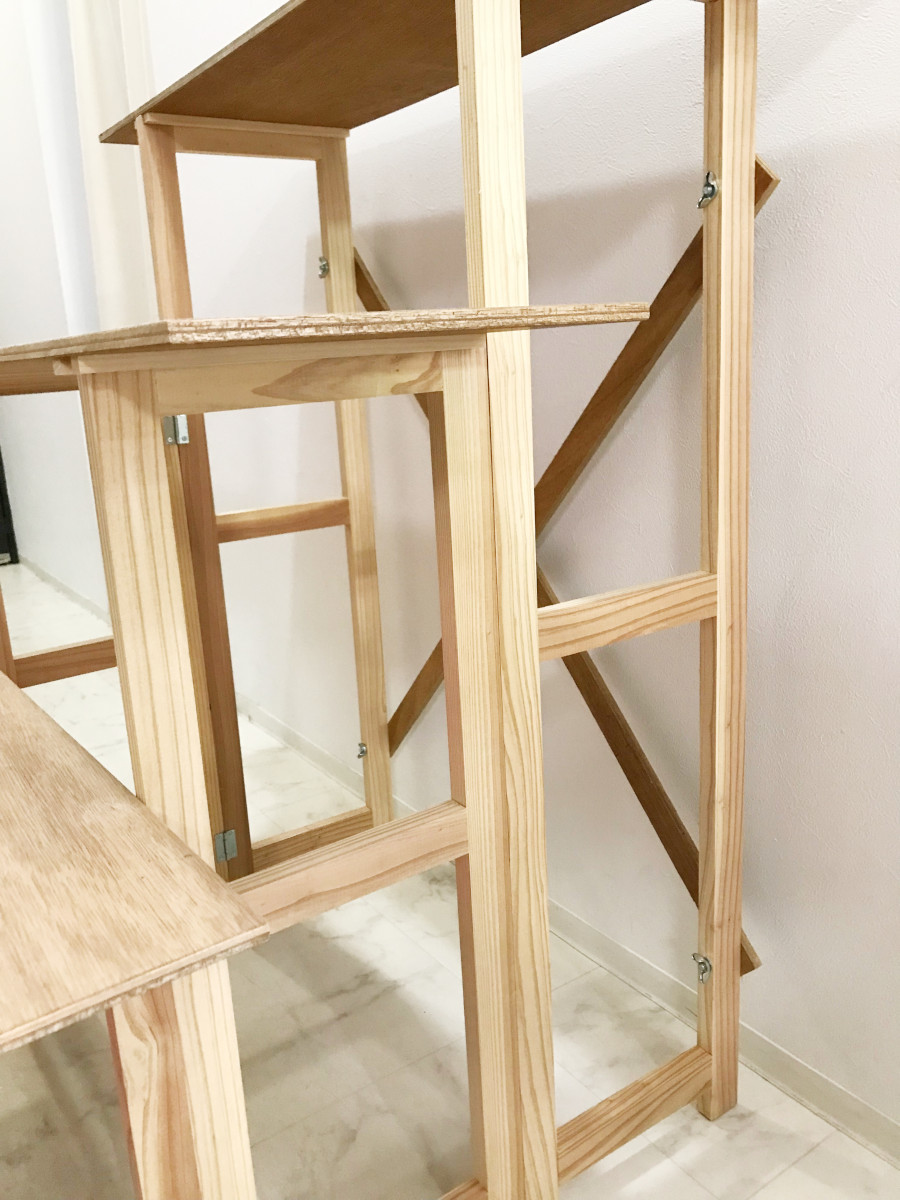 祭壇 三段 仏具 ★美品 仏壇・手元供養台木製三段・段違いメモリアルステージ：サンシェルフ