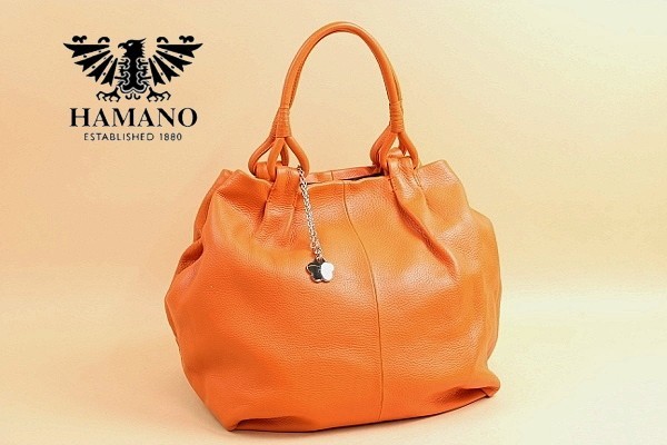 ◇HAMANO/ハマノ 濱野皮革工藝 レザー ロゴチャーム付き トート 