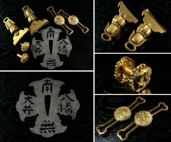 名作金工特集④特別保存刀装具/奈良派名工在銘【常重】撫角形真鍮磨地