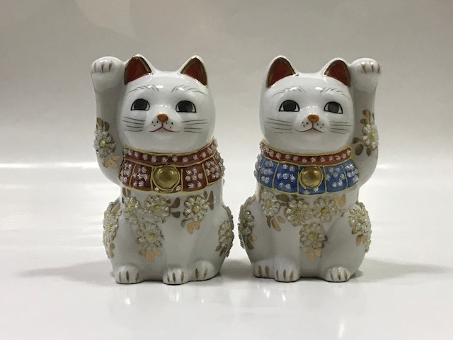 招き猫 陶器製 九谷焼 猫置物 九谷焼 招き猫 猫置物 九谷焼 猫 置物