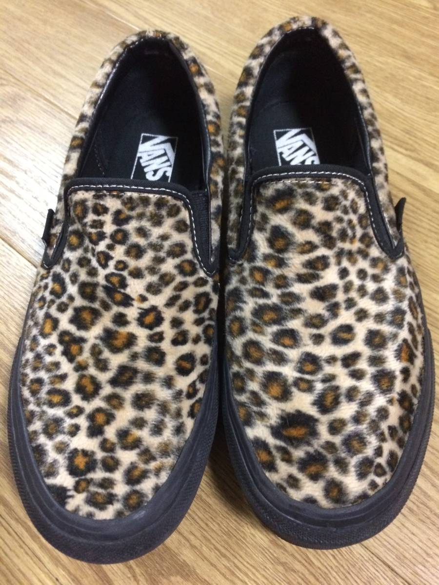 送料無料 VANS 豹柄 レオパード フェイクファー スリッポン US 8