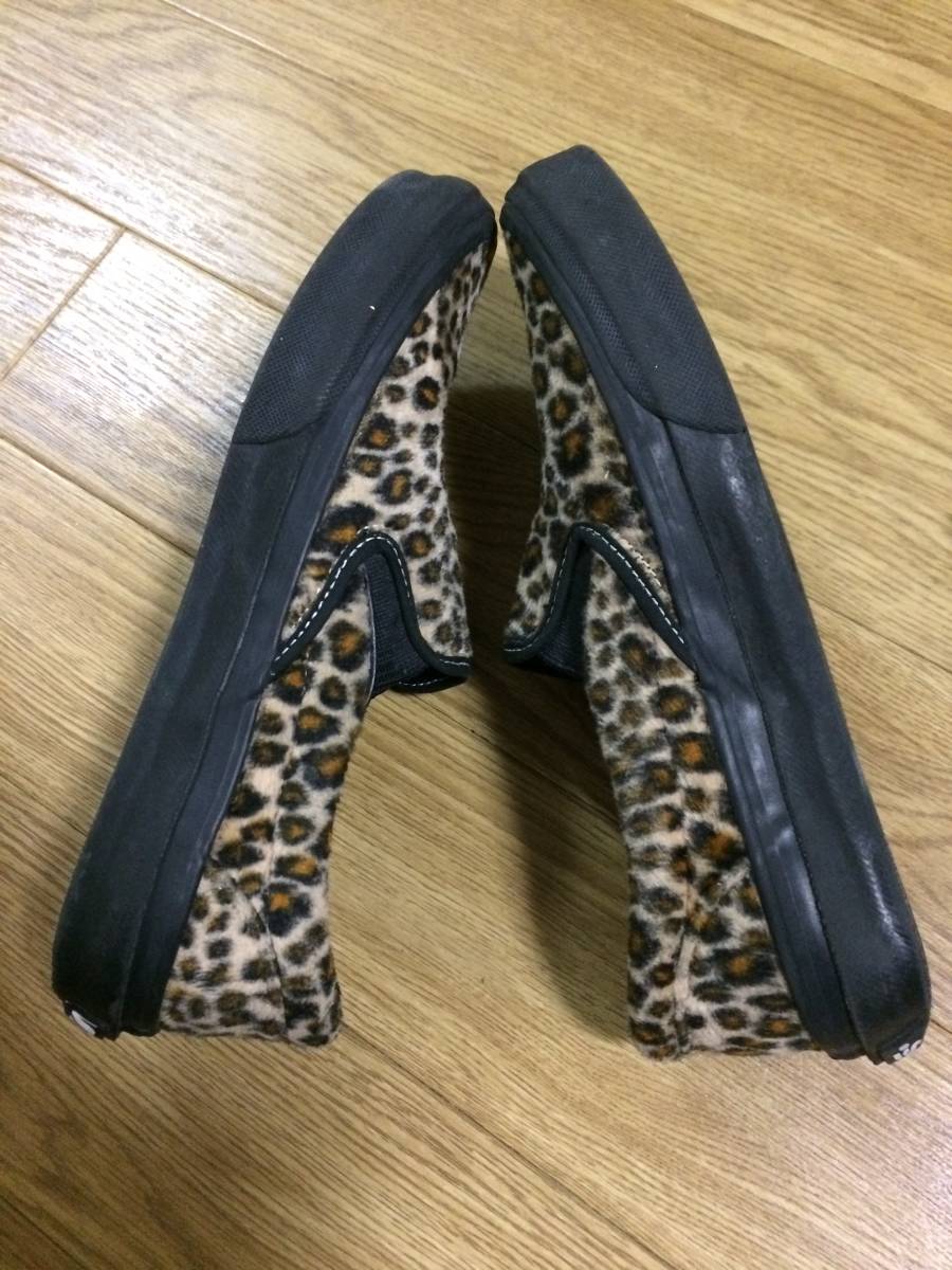送料無料 VANS 豹柄 レオパード フェイクファー スリッポン US 8