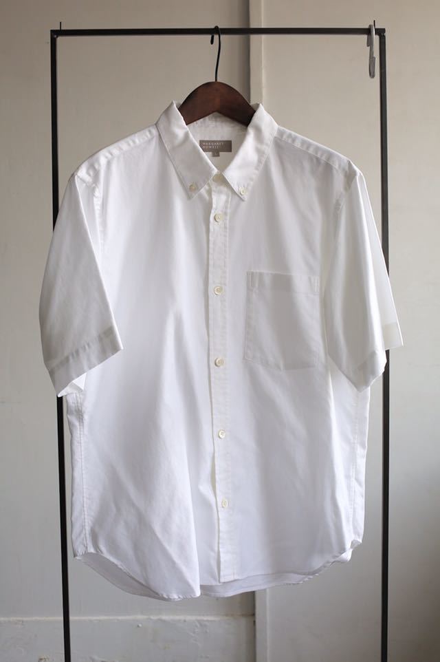 マーガレットハウエル リネン 麻 シャツ ホワイト メンズ 半袖 L ほぼ