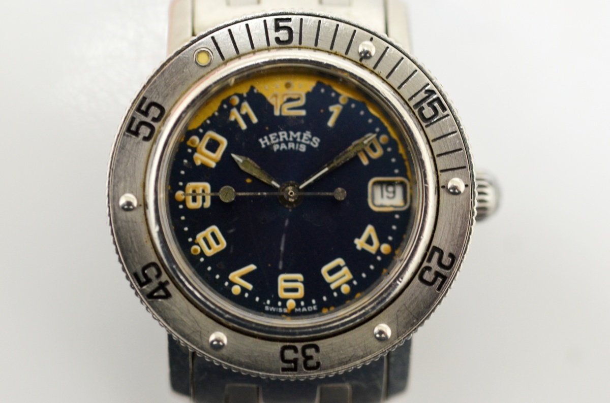 1円～HERMES エルメス CL5.210 クリッパーダイバー デイト クォーツ 