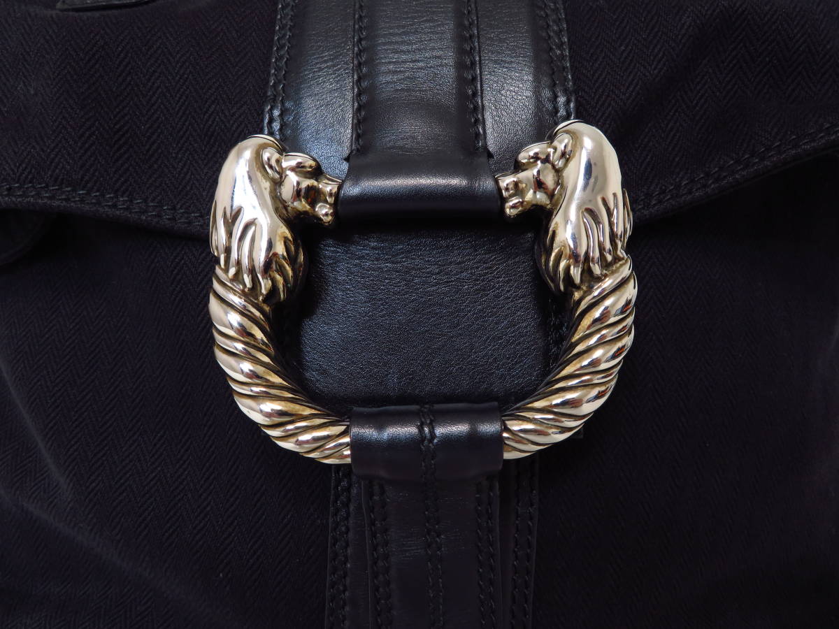 美品】ブルガリ 33283 レオーニ ヘリンボーン キャンバス 2WAY レザー 