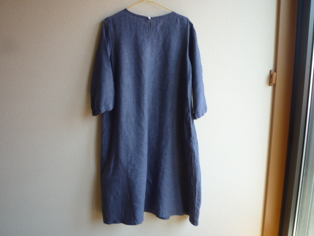 無印良品 Muji フレンチリネン洗いざらし七分袖ワンピースl ブルー 女性用 売買されたオークション情報 Yahooの商品情報をアーカイブ公開 オークファン Aucfan Com