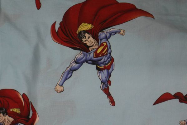 【USED SUPERMAN キャラクタープリントシーツ青】スーパーマン総柄リメイク生地アニメキャラクター映画MOVIE 1395_3