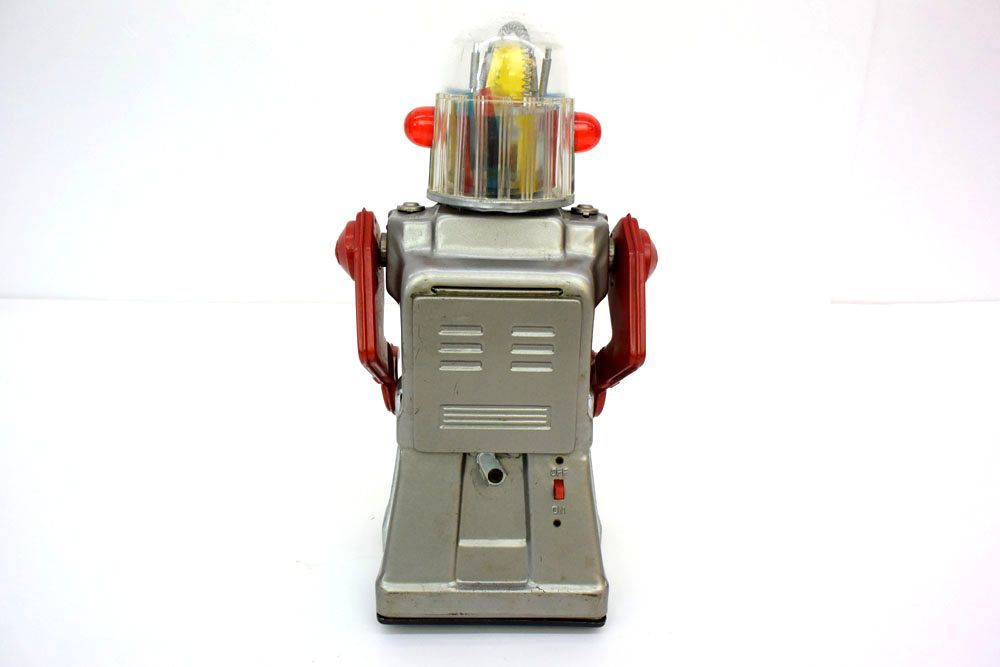 【同梱可】ジャンク品 希少 ヴィンテージ モダンロボット 自動走行 ドームライト点灯 ブリキロボット 電池式 日本製 ※動作確認済・不安定