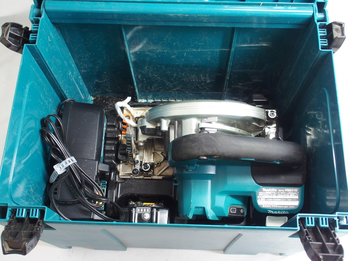 美品 makita マキタ HS631DGXS ケース 165mm充電式マルノコ/バッテリー 2点 BL1860B/充電器 DC18RC 動作品 f001