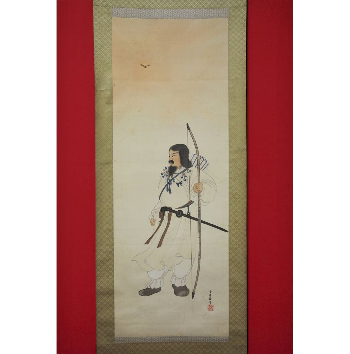 蔵出】高橋杏華「神武天皇」肉筆掛軸◎日本画・開運・古美術・南画