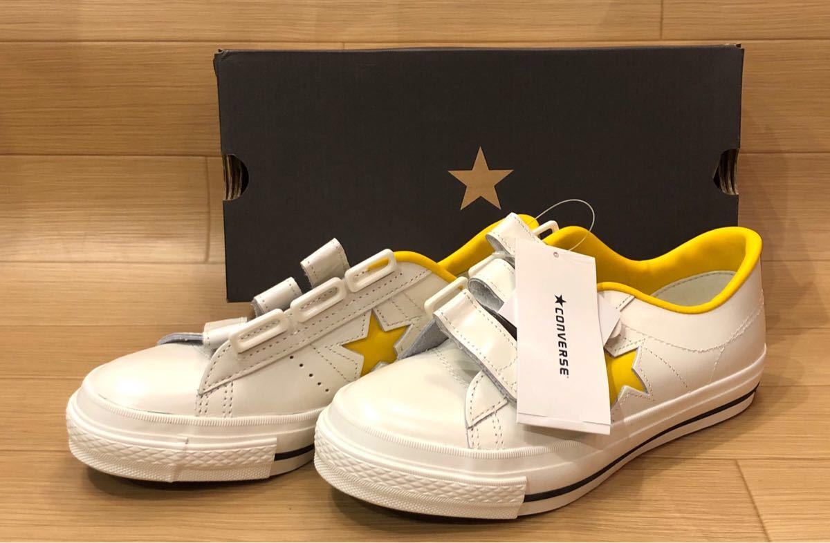 【23cm】新品 コンバース Converse One Star V-3 Ox White Yellow ワンスター ベルクロ オックスフォード ローカット レザー 日本製 0118