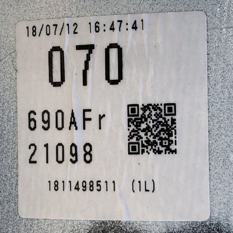 プリウス ZVW50 ／ フロントバンパー ／ 52119-47D40-A3 ／ カラーコード：070 ／ 型式指定：18207 ／ 類別区分：0009 ／ 平成30年7月式_7