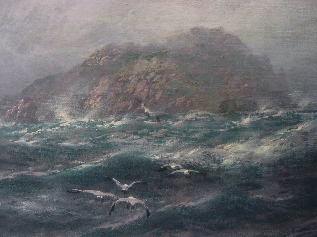 トーマス・ローズ・マイルズ油彩作品 海景 額装」海を描く英国画家