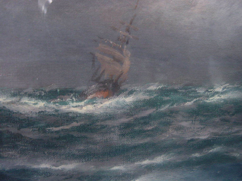 トーマス・ローズ・マイルズ油彩作品 海景 額装」海を描く英国画家