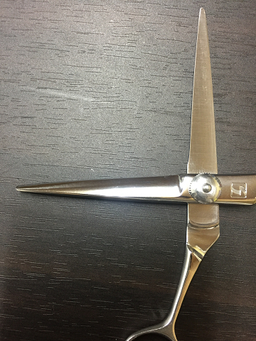 【美品/研磨済】サクシードシザー CAMEL5.5 キャメル 5.5インチ ハマグリ刃 オフセットハンドル_3