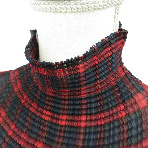 イッセイミヤケ ISSEY MIYAKE PLEATS(T.) チェック ハイネック