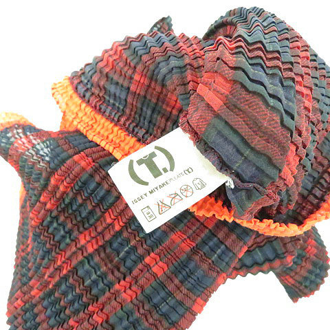 イッセイミヤケ ISSEY MIYAKE PLEATS(T.) チェック ハイネック