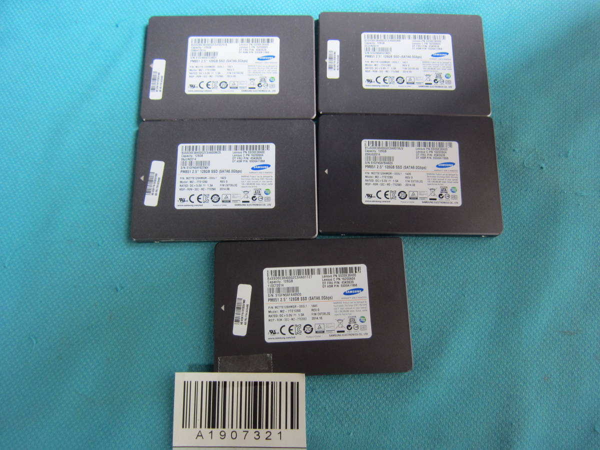 A1907321★SSD/ ( SAMSUNG) / 128GB /SATA/2.5インチ/SSD/ 5個セット /データ消去済み/中古