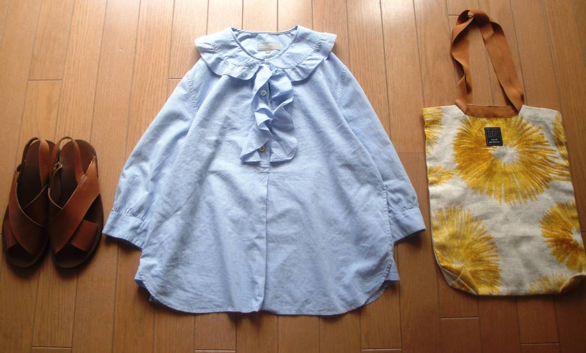 MARGARET HOWELL マーガレットハウエル コットンフリルシャツブラウス 