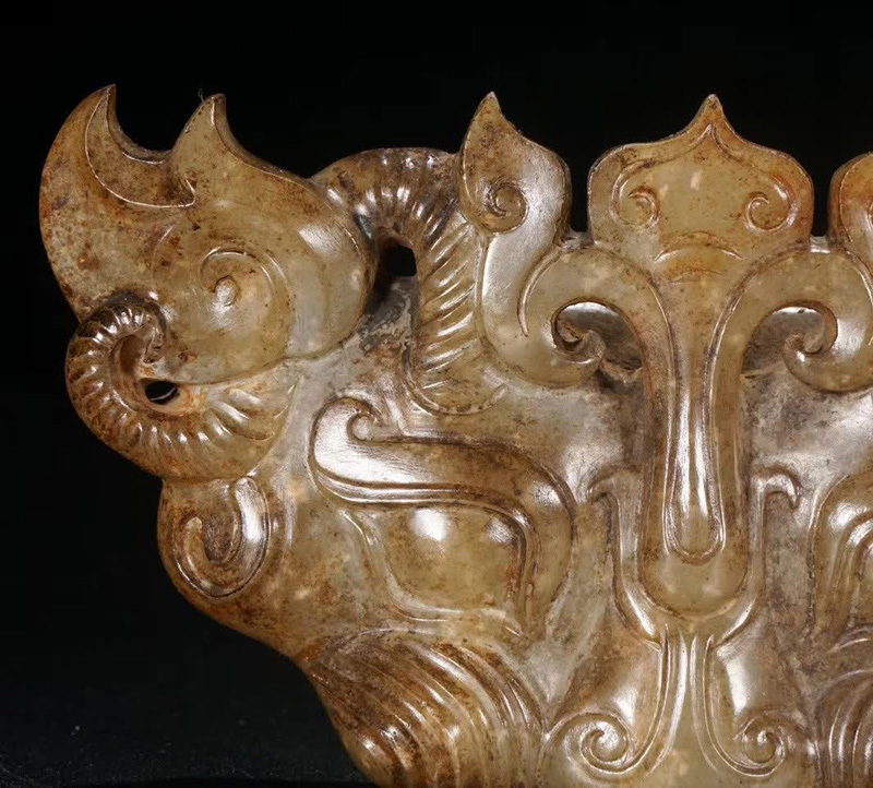 漢代：【老和田玉獣面紋玉璧アクセサリー】【サイズ】5.6×11×2cm