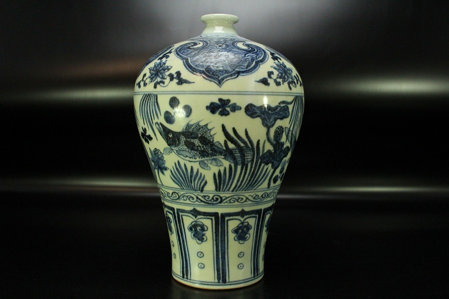 美品】中国 元染 青花魚藻紋壺 花瓶 2026年最新Yahoo!オークション