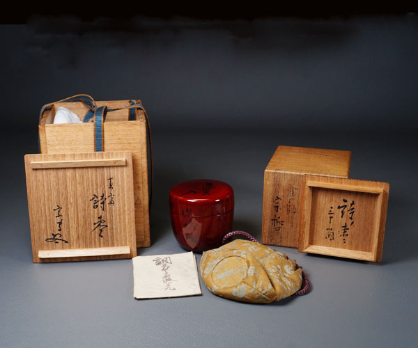 日本 店舗 乃生須将己 作 蒟醤塗 キンマ塗 花生 花瓶 花器 共箱 讃岐