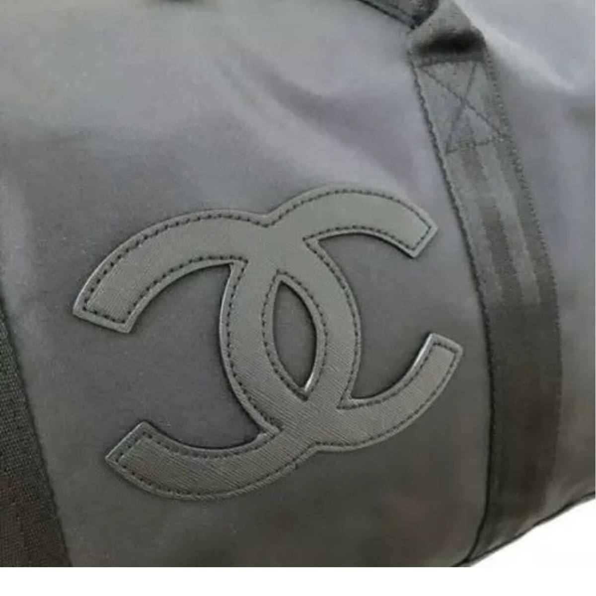 CHANEL 黒ロゴ ステッチ シャネル ノベルティ 2way ボストン バッグ 
