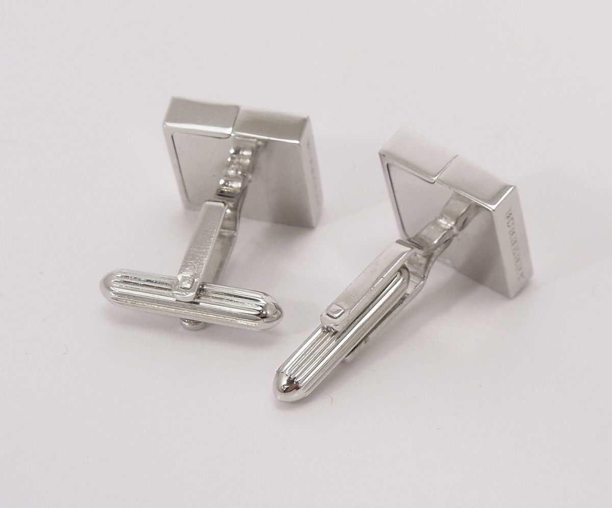 BURBERRY バーバリー カフスボタン ブラック×ブルー チェック柄カフス 