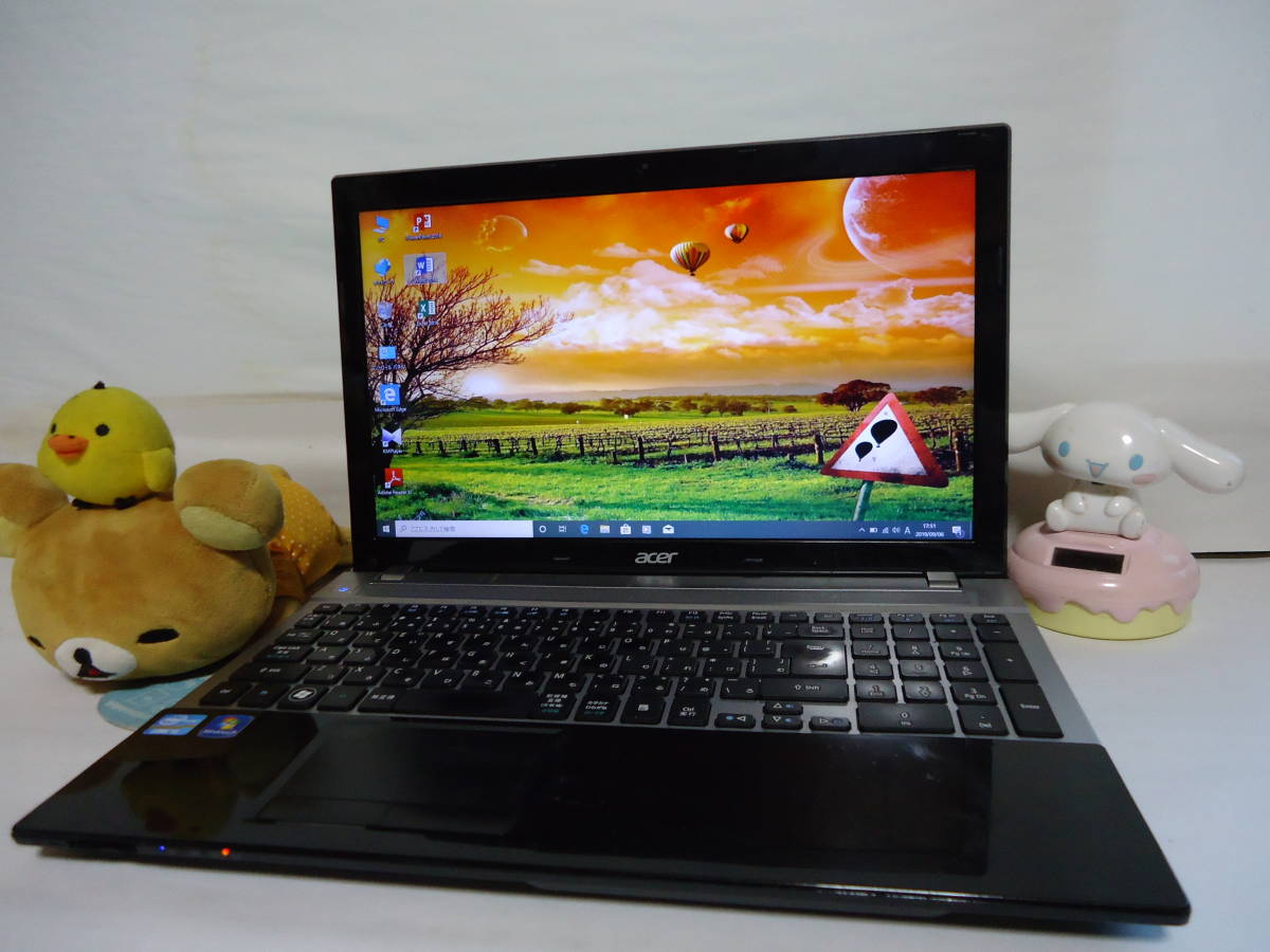 高速Core i5-3210M 最新Windows 10 薄型 ACER V3-571 メモリ 4G/250GB Office2016/無線LAN/カメラ