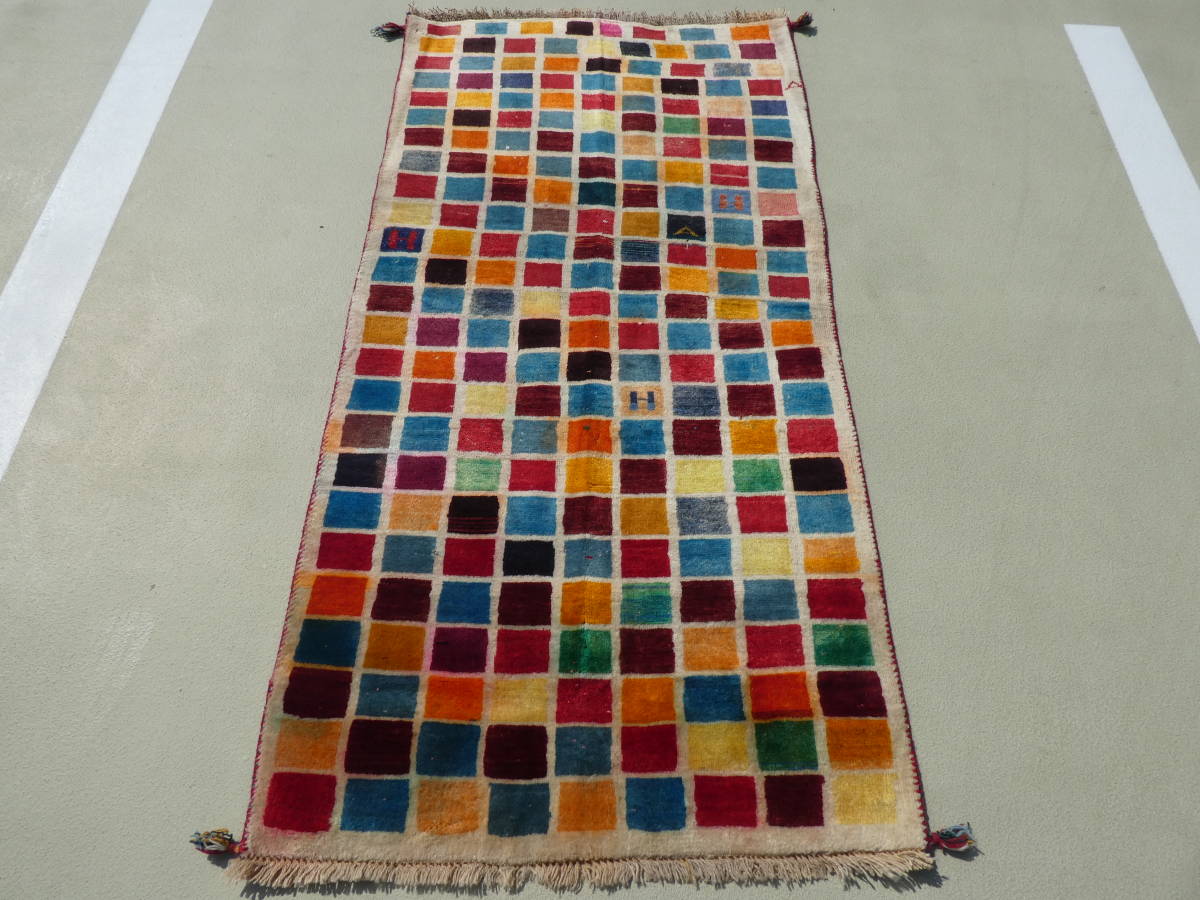 ⁄ ペルシャギャッベ RUGS ペルシャ絨毯 ギャッベ – 手織り 約41×41cm