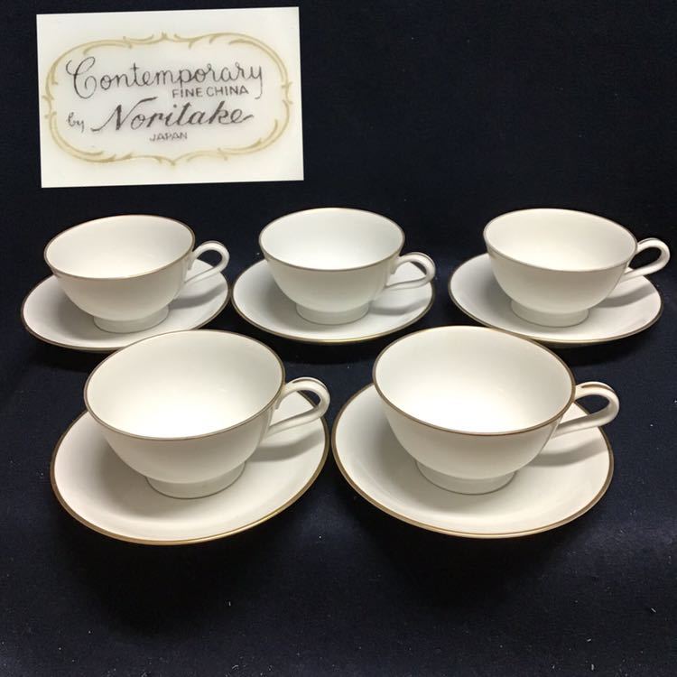 カップ&ソーサー ノリタケ Noritake 金彩 日陶則武 5客揃い 無傷