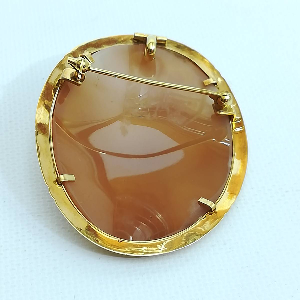 カメオ ブローチ ネックレストップ K18 金属部18金 CAMEO 18金 紺