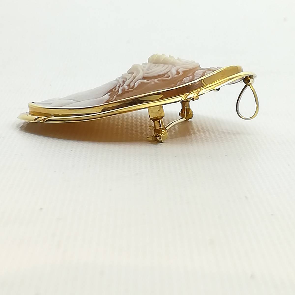 K18枠 シェルカメオ ブローチ ペンダントトップ 総重量14g 5cm×4cm 18 