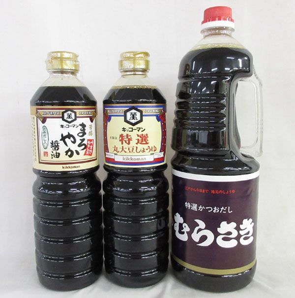 送料200円■hx028■越のむらさき 特選かつおだし しょうゆ(1.8L) 等 3種 7本【シンオク】