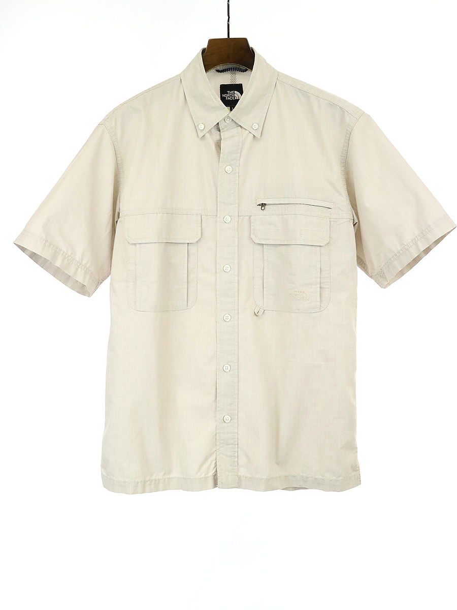 HOT，本物保証 THE NORTH FACE ノースフェイス ロゴ刺繍ポリエステルミリタリーシャツ ベージュ L メンズ(半袖シャツ)｜売買されたオークション情報、yahooの商品情報をアーカイブ公開 - オークファン 男性用