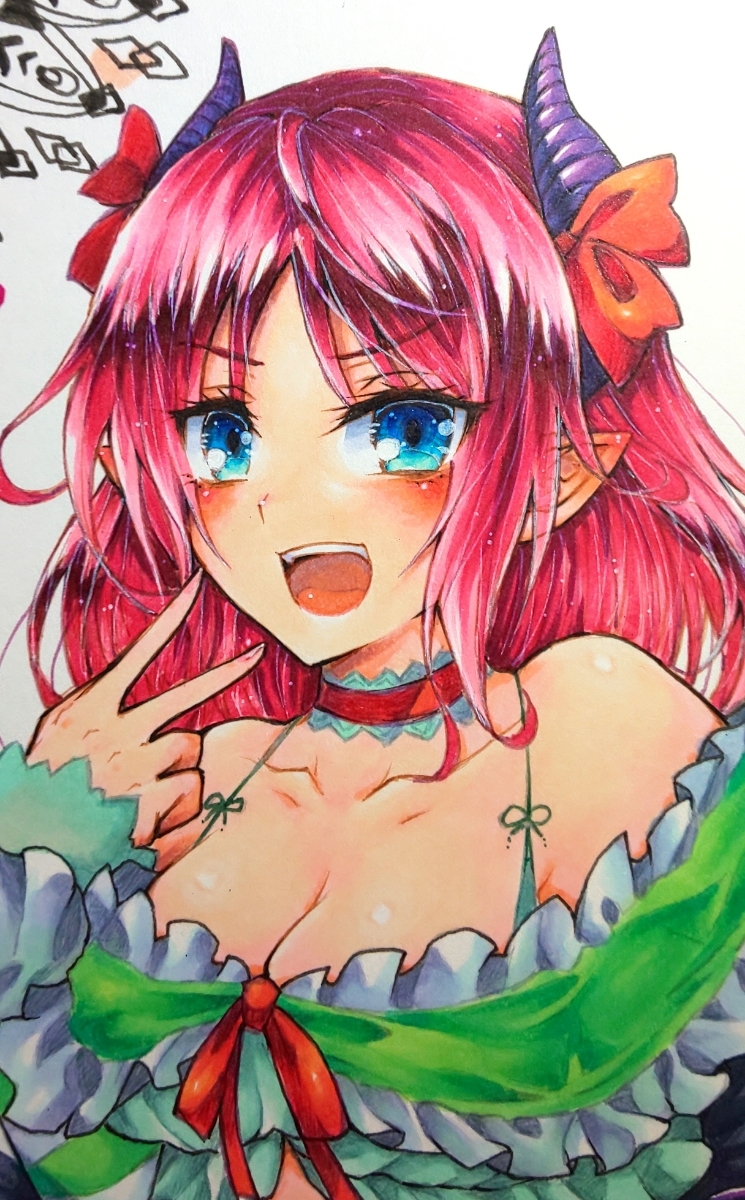 B5 手描きイラスト 自作イラスト オリジナル サキュバス お姉さん