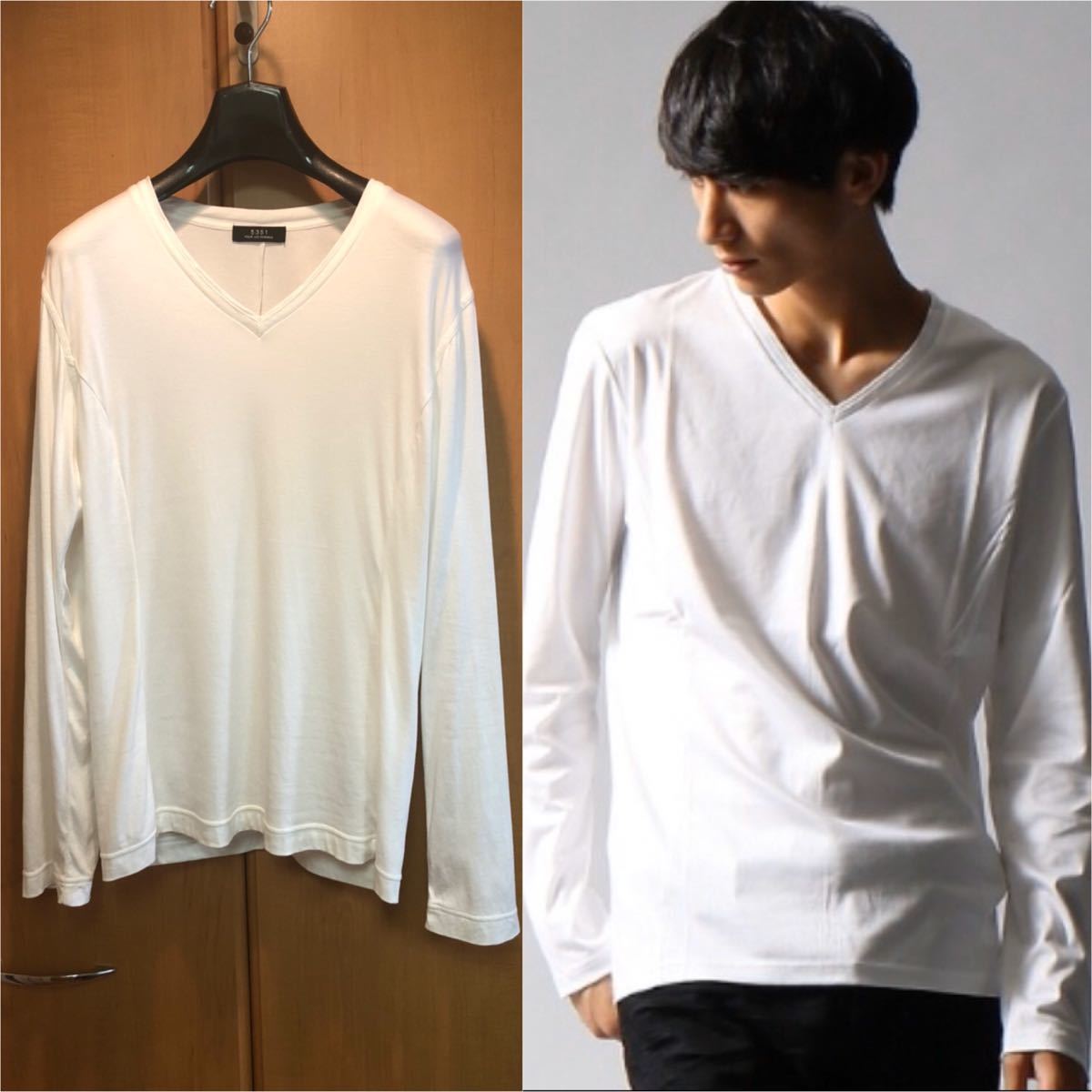 Vネック （Tシャツ）｜5351POUR 長袖Tシャツ クラッシュベロア 5351 
