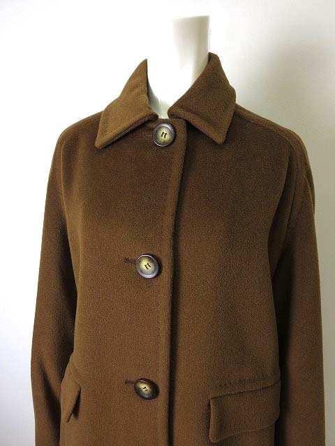 マックスマーラ MAX MARA コート ステンカラー カシミヤ ウール L 40 ブラウン 茶 長袖 イタリア製