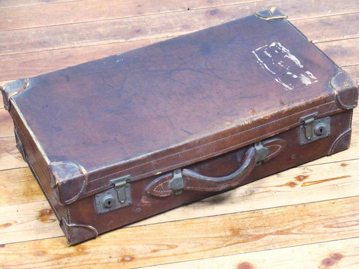 送料無料，セール ジャムルK hc10-98 ジャンク レトロ 古い 革製 トランク スーツケース 旅行鞄 かばん アンティーク インテリア ディスプレイ 鍵無(その他)｜売買されたオークション情報、yahooの商品情報をアー その他