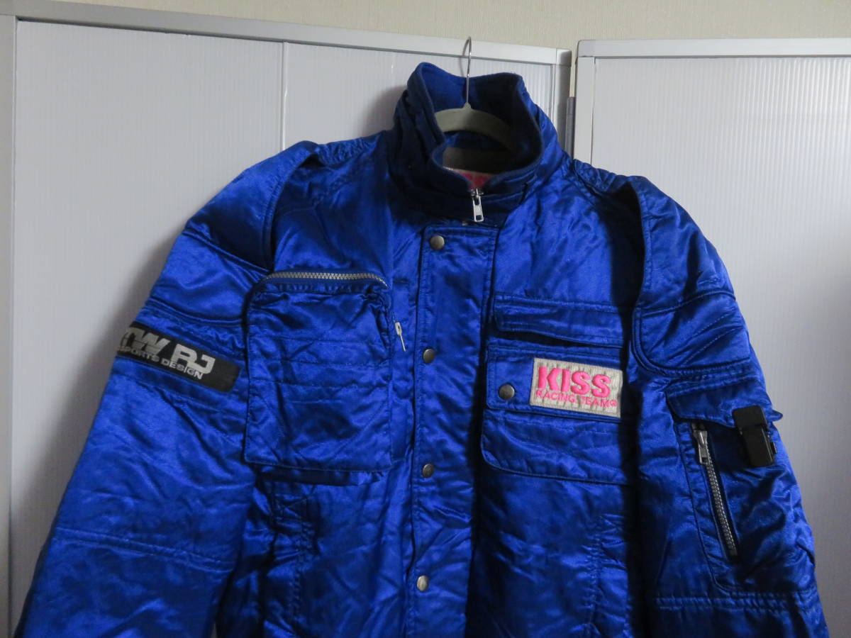 KISS TEAM RACING ライダースジャケット LL 青 ブルー 90s Yahoo